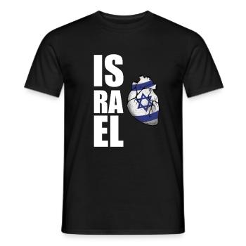 Israel Herz Flagge Fahne Davidstern - Männer T-Shirt - Schwarz - Vorne - AI Model Male 178 light (178cm)