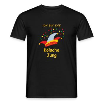 "ICH BIN ENE KÖLSCHE JUNG" 3 - Männer T-Shirt - Schwarz - Vorne - AI Model Male 178 light (178cm)
