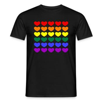 Rainbow Hearts - Männer T-Shirt - Schwarz - Vorne - AI Model Male 178 light (178cm)
