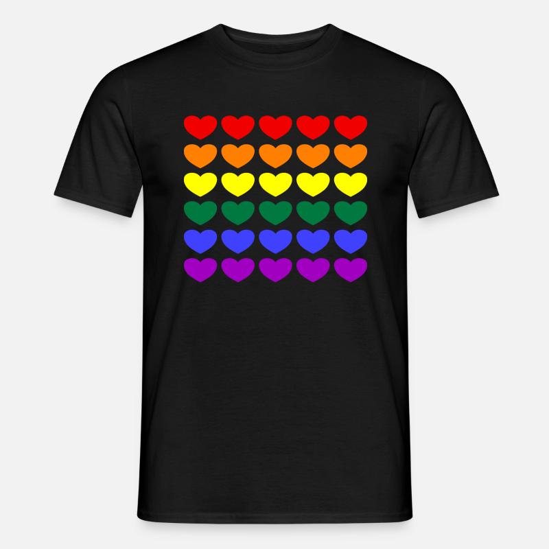 Rainbow Hearts - Männer T-Shirt - Schwarz