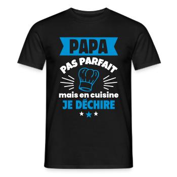 Papa pas parfait en cuisine fête des pères - T-shirt homme - noir - Devant - AI Model Male 178 light (178cm)