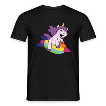 Cute Funny Cool Unicorn Unicorns fable - Men's T-Shirt - black - Front - AI Model Male 178 light (178cm)