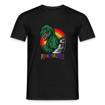Pianosaurus - Klavier Dinosaurier T Rex Pianist Geschenk - Männer T-Shirt - Schwarz - Vorne - AI Model Male 178 light (178cm)