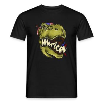 Merica T Rex - Patriotischer amerikanischer Trex-Dinosaurier - Männer T-Shirt - Schwarz - Vorne - AI Model Male 178 light (178cm)