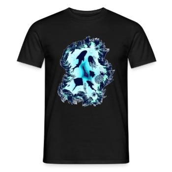 Sous l'eau dans la mer avec la vie marine pour les plongeurs - T-shirt homme - noir - Devant - AI Model Male 178 light (178cm)
