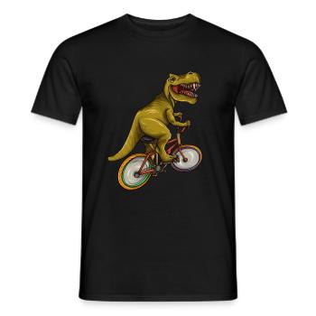 T Rex Riding Bicycle - Cycliste cycliste drôle de dinosaure - T-shirt homme - noir - Devant - AI Model Male 178 light (178cm)