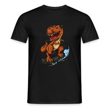 Skateboarding T Rex - Trex Dinosaur Skateboarder - Men's T-Shirt - black - Front - AI Model Male 178 light (178cm)