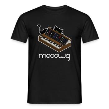 Funny Synthesizer Cat - Men's T-Shirt - black - Front - AI Model Male 178 light (178cm)
