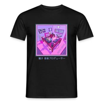 Synthwave Electronic Music Producer Vaporwave - Men's T-Shirt - black - Front - AI Model Male 178 light (178cm)