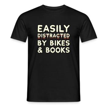 Easily Distracted By Bikes & Books - Bike Cyclist - Men's T-Shirt - black - Front - AI Model Male 178 light (178cm)