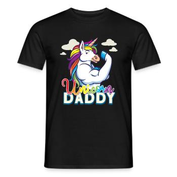 Unicorn Daddy - Lustiges Fitness-Fitnessstudio Rainbow Dad Geschenk - Männer T-Shirt - Schwarz - Vorne - AI Model Male 178 light (178cm)