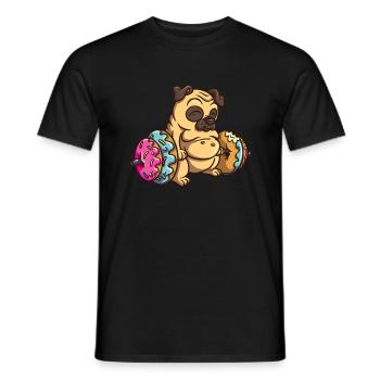 Donut Deadlift Pug - Funny Fitness Bodybuilder Dog - Men's T-Shirt - black - Front - AI Model Male 178 light (178cm)