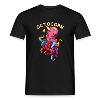 Octocorn Octopus Unicorn - Cute Magical Devil Fish - Men's T-Shirt - black - Front - AI Model Male 178 light (178cm)