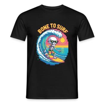 Bone to Surf – Retro Skeleton Rider - Männer T-Shirt - Schwarz - Vorne - AI Model Male 178 light (178cm)