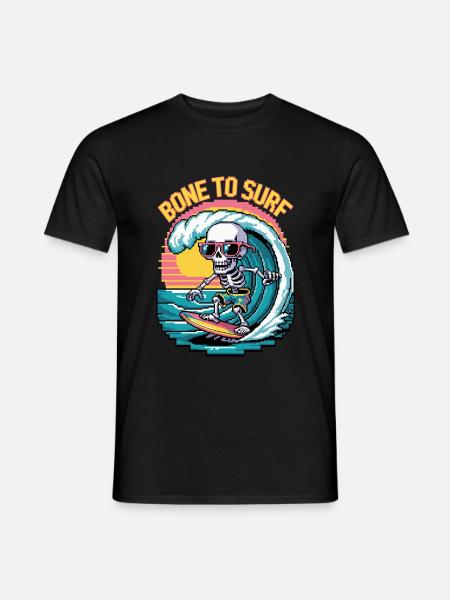 Bit Surfer Skull - Men's T-Shirt - black