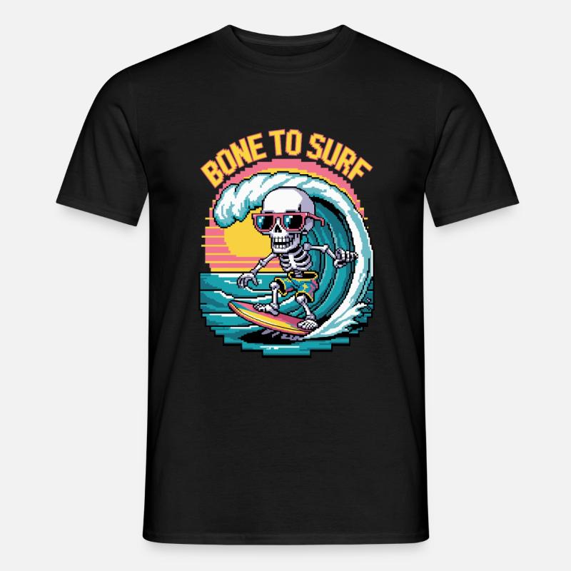 Bit Surfer Skull - Männer T-Shirt - Schwarz