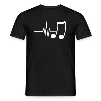 Mein Herz schlägt für Musik - Noten Gehör - Männer T-Shirt - Schwarz - Vorne - AI Model Male 178 light (178cm)