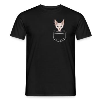 Sphynx Cat Naked Cat Pocket Pocket Gift - Men's T-Shirt - black - Front - AI Model Male 178 light (178cm)