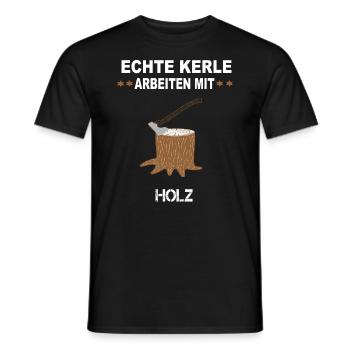 Echte Kerle.., lustiges Schreiner Wald Holz - Männer T-Shirt - Schwarz - Vorne - AI Model Male 178 light (178cm)