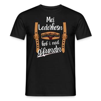 Mei Lederhosn hob i ned gefundn - Männer T-Shirt - Schwarz - Vorne - AI Model Male 178 light (178cm)