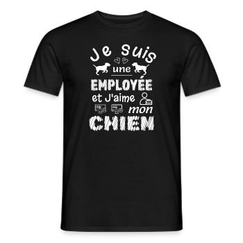 Je suis une employée et j'aime mon chien - T-shirt homme - noir - Devant - AI Model Male 178 light (178cm)