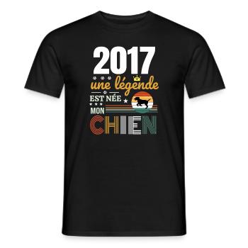 2017 une légende et née mon chien - T-shirt homme - noir - Devant - AI Model Male 178 light (178cm)