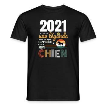 2021 une légende et née mon chien - T-shirt homme - noir - Devant - AI Model Male 178 light (178cm)