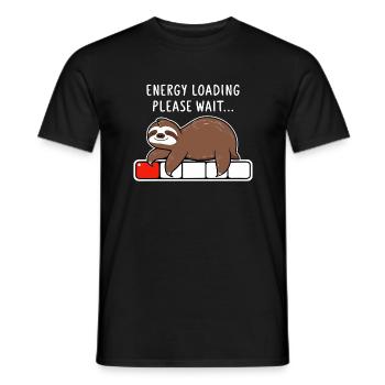Sloth Energy Loading Please Wait - Men's T-Shirt - black - Front - AI Model Male 178 light (178cm)