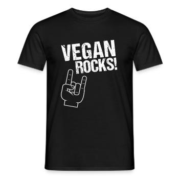 Vegan Rocks! THe Rockin 'Vegan Style. - Men's T-Shirt - black - Front - AI Model Male 178 light (178cm)