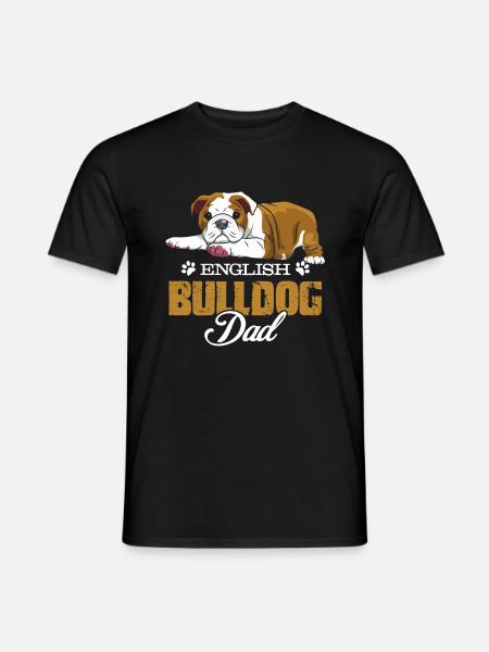 Englische Bulldoggen-Vati-T-Shirts - Männer T-Shirt - Schwarz