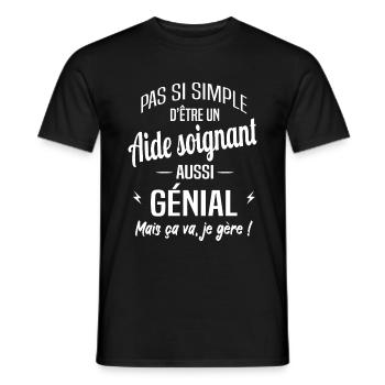 Aide soignant - T-shirt homme - noir - Devant - AI Model Male 178 light (178cm)