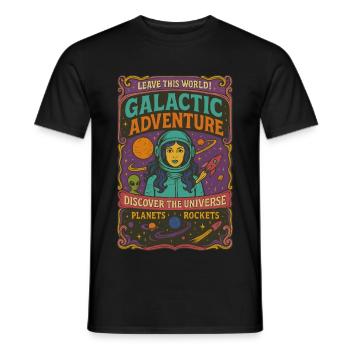 Galactic Adventure Retro Poster - Männer T-Shirt - Schwarz - Vorne - AI Model Male 178 light (178cm)