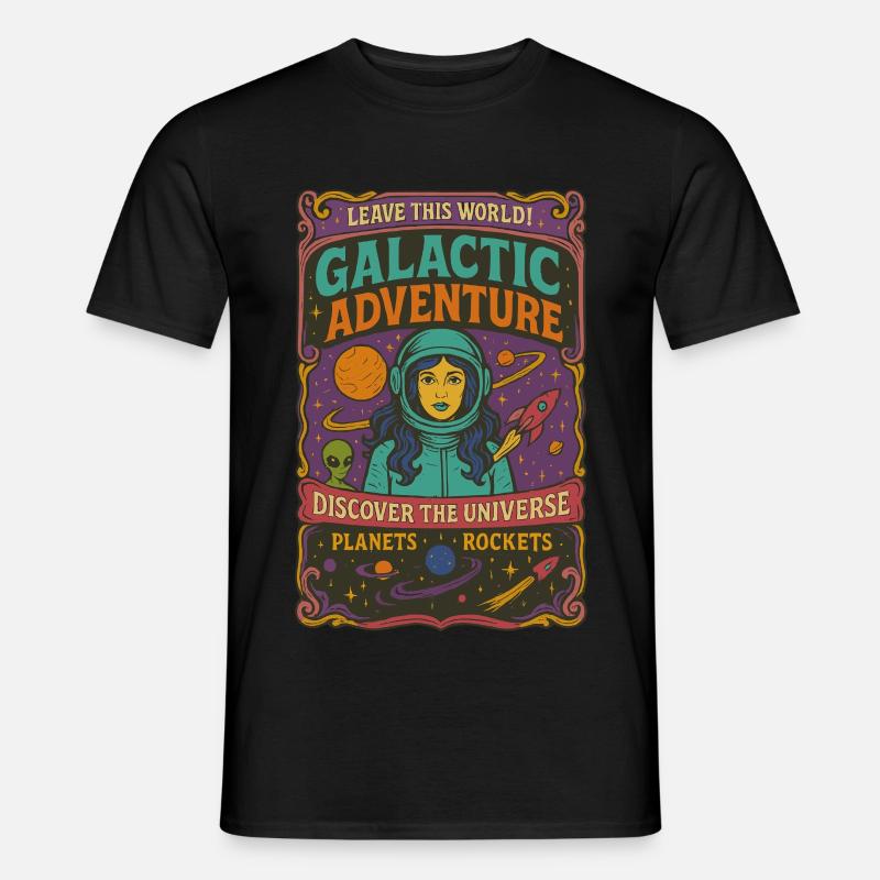Galactic Adventure Retro Poster - Männer T-Shirt - Schwarz