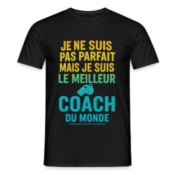 Meilleur coach du monde idée cadeau - T-shirt homme - noir - Devant - AI Model Male 178 light (178cm)
