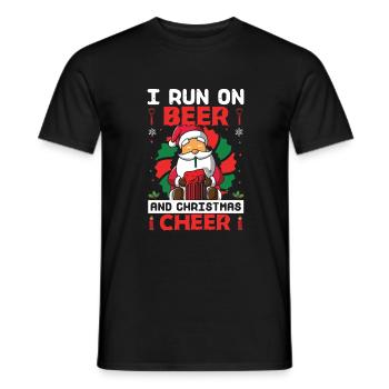 I Run On Beer and Christmas Cheer - Men's T-Shirt - black - Front - AI Model Male 178 light (178cm)