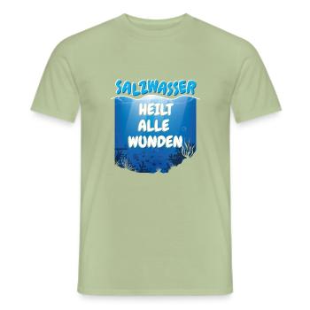 Diving Diver Saltwater Heals Sea Gift - Men's T-Shirt - sage - Front - AI Model Male 178 light (178cm)