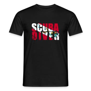 Scuba Diver Red White Flag Vintage Tauchen - Männer T-Shirt - Schwarz - Vorne - AI Model Male 178 light (178cm)