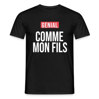 Génial comme mon fils humour drôle papa fête - T-shirt homme - noir - Devant - AI Model Male 178 light (178cm)