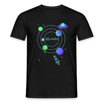 Astronaute, Espace, Planète, Étoile, Lune, Soleil - T-shirt homme - noir - Devant - AI Model Male 178 light (178cm)