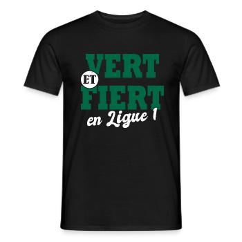 verts stéphanois supporer football Saint étienne - T-shirt homme - noir - Devant - AI Model Male 178 light (178cm)