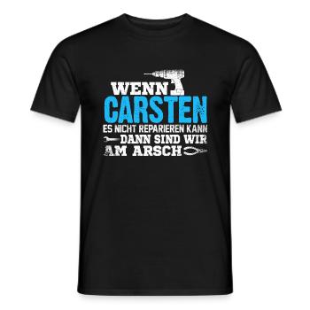 CARSTEN - kann es reparieren - Männer T-Shirt - Schwarz - Vorne - AI Model Male 178 light (178cm)