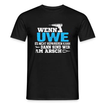 UWE - kann es reparieren - Männer T-Shirt - Schwarz - Vorne - AI Model Male 178 light (178cm)