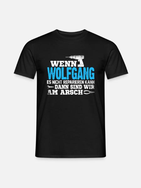 WOLFGANG - kann es reparieren - Männer T-Shirt - Schwarz