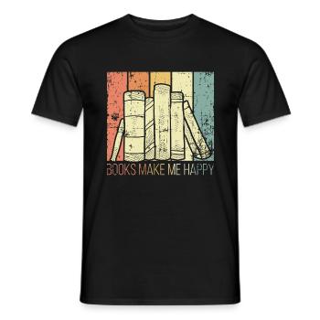 Les livres me rendent heureux - T-shirt homme - noir - Devant - AI Model Male 178 light (178cm)