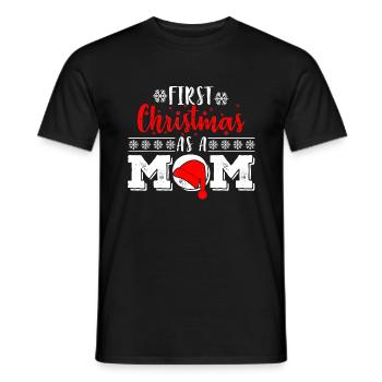 Santa First Christmas as a Mom Funny New Parents X - Men's T-Shirt - black - Front - AI Model Male 178 light (178cm)