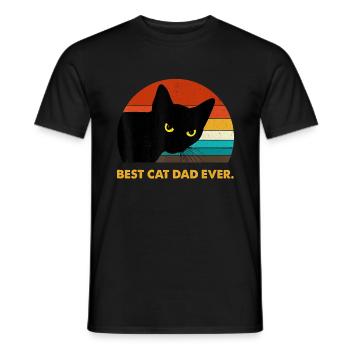 Best Cat Dad Ever Vintage Mens T Shirt Black Cat - Men's T-Shirt - black - Front - AI Model Male 178 light (178cm)