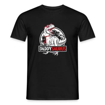 Daddysaurus T shirt Fathers Day T rex Daddy Saurus - Men's T-Shirt - black - Front - AI Model Male 178 light (178cm)