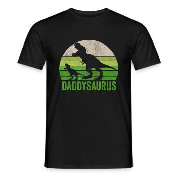 Funny Daddy Dinosaur T Shirt Daddysaurus Fathers - T-shirt homme - noir - Devant - AI Model Male 178 light (178cm)
