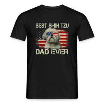 Mens Best Shih Tzu Dad Ever Tshirt Dog Lover - Men's T-Shirt - black - Front - AI Model Male 178 light (178cm)