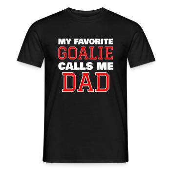 My Favorite Goalie Calls Me Dad for Soccer Hockey - Men's T-Shirt - black - Front - AI Model Male 178 light (178cm)